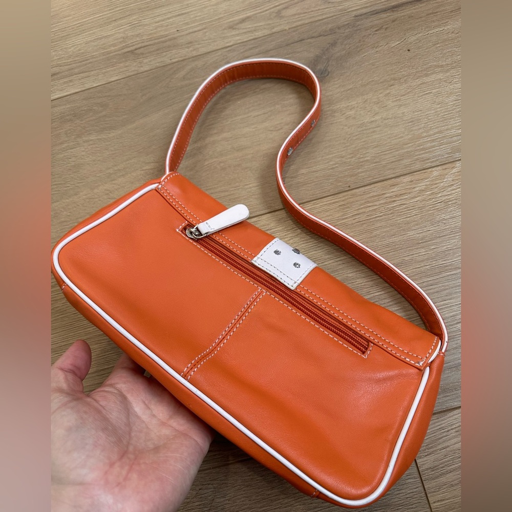 Danier orange and white shoulder bag with rhinestone accents - Picture 11 of 12